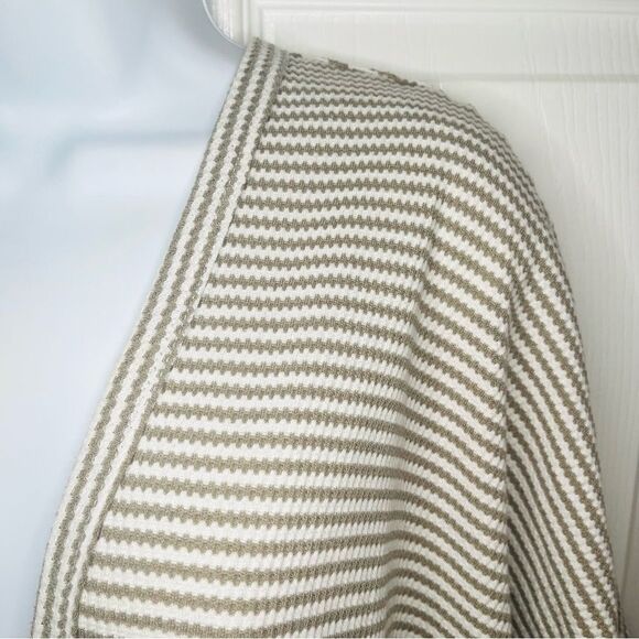 Main Strip Stripe Waffle Cardigan Tassel Hem Open M - Picture 4 of 10